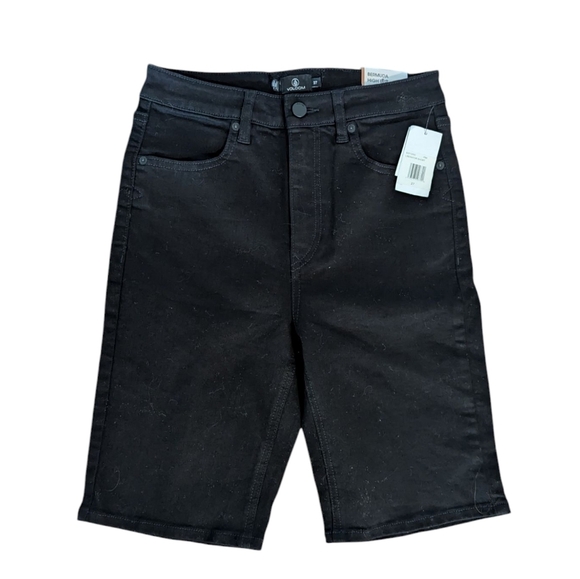 Volcom Black Denim Shorts Bermuda "Liberator" High Rise NWT Sz 27 - Picture 1 of 7